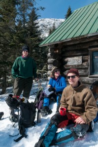 Jen, Lelia, and Lars at a Lunch stop at Taft Lodge on Mount Mansfield.